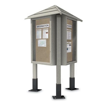 United Visual Products Sliding Door Indoor Enclosed Corkboard, 7 UV9027ACSH-GOLD-CORK
